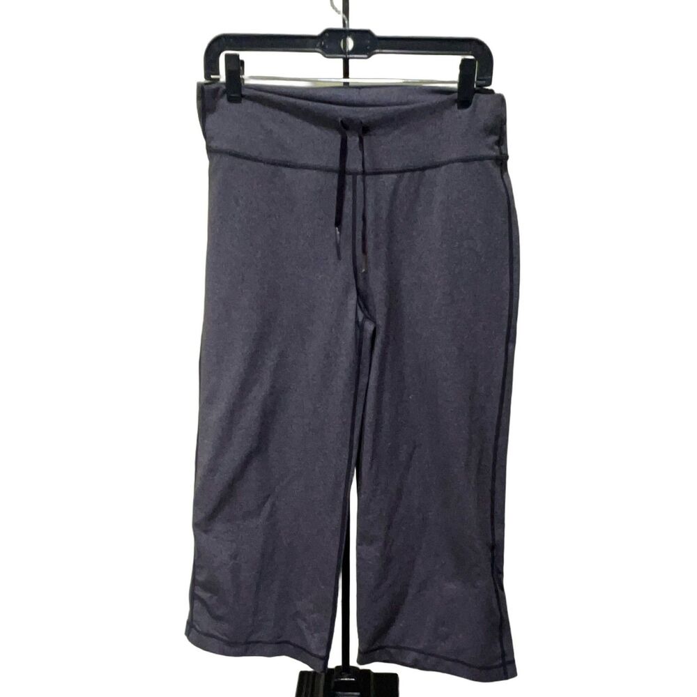 lululemon Women's Capri Pants Charcoal Grey Wide-Leg Yoga Gym Zip Pocket